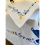 Broderies de France Blue Bird Tablecloth with Optional Matching Challah Cover - 4