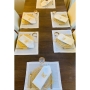 Broderies De France Table Set (6 Napkins & 6 Placemats, Optional Runner) – Gold Butterfly Design - 1