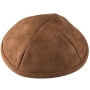 Brown Faux Leather Kippah (Yarmulke) 7.5" / 19 cm - 1