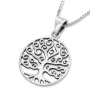 Sterling Silver Women's Pendant Necklace With Ornate Tree of Life Design - 3