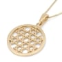 Round Star of David Compound 14K Yellow Gold Pendant Necklace - 4