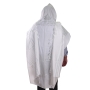 Large Priestly Blessing Embroidered Tallit Prayer Shawl with Silver Stripes - 1