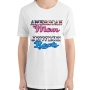American Mom, Jewish Roots. Fun Jewish T-Shirt (Choice of Colors) - 1
