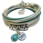 Multi-Cord Turquoise and White Leather Bracelet - Mazal - 1