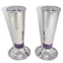Davidoff Brothers Limited Edition Silver-Plated and Amethyst Narrow Shabbat Candlesticks - 2