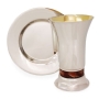 Davidoff Brothers Limited Edition Sterling Silver-Plated Kiddush Cup Set with Brown Agate - 1