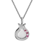 Deluxe 18K Gold Pomegranate Pendant Necklace With Burmese Ruby Stones & White Diamonds (Choice of Color) - 2
