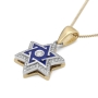 Deluxe Diamond-Accented 14K Gold Star of David Necklace With Blue Enamel - 3