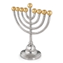 Y. Karshi Designer Anodized Aluminum Hammered Hanukkah Menorah with Brass Candleholders - 2