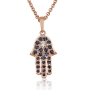 Yaniv Fine Jewelry Unisex 18K Gold Hamsa Pendant With White Diamond and 25 Blue Sapphire Stones - 4