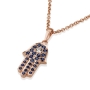 Yaniv Fine Jewelry Unisex 18K Gold Hamsa Pendant With White Diamond and 25 Blue Sapphire Stones - 3