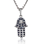 Yaniv Fine Jewelry Unisex 18K Gold Hamsa Pendant With White Diamond and 25 Blue Sapphire Stones - 2