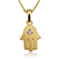 Yaniv Fine Jewelry Deluxe Unisex 18K Gold Hamsa Pendant With White Diamond (Choice of Color) - 5