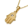 Yaniv Fine Jewelry Deluxe Unisex 18K Gold Hamsa Pendant With White Diamond (Choice of Color) - 6