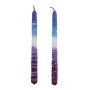 Dipped Taper Shabbat Candles – Purple and White - 2