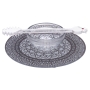 Dorit Judaica Silver Colored Glass Plate and Honey Dish - 1