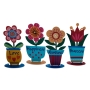 Dorit Judaica Colorful Metal Flower Sculptures with Blessings – Pack of 4 - 1