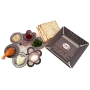 Passover Seder Night Set By Dorit Judaica – Circular Seder Plate With Floral Design and Matzah Tray With Floral and Polka Dot Designs - 1