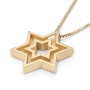 Handcrafted 14K Yellow Gold Double Star of David Pendant Necklace - 2
