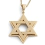 14K Gold Double Interlocking Star of David Pendant Necklace (Choice of Colors) - 1