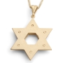 14K Gold Double Interlocking Star of David Pendant Necklace (Choice of Colors) - 3