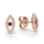 Yaniv Fine Jewelry 18K Gold Evil Eye Earrings with Ruby Stone - 3
