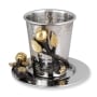 Yair Emanuel Stainless Steel Flat Pomegranate Kiddush Cup and Plate - 1