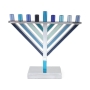 Yair Emanuel Enamel Painted Chabad Hanukkah Menorah - Blue - 3