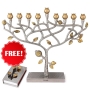 Yair Emanuel Hanukkah Menorah – Pomegranate Tree (Includes a bonus Hanukkah blessings booklet) - 1