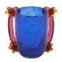 Yair Emanuel Dark Blue and Red Floral Washing Cup  - 1