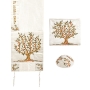 Tree of Life: Yair Emanuel Embroidered Polysilk Tallit - Brown - 1