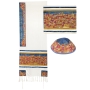Yair Emanuel Fully Embroidered Cotton Jerusalem Tallit Set - Colorful - 1
