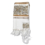 Yair Emanuel Fully Embroidered Cotton White & Gold Jerusalem Tallit (Prayer Shawl) Set  - 3
