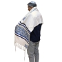 Yair Emanuel Fully Embroidered Cotton Jerusalem Tallit (Prayer Shawl Set) – Blue - 3