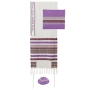 Yair Emanuel Purple Striped Tallit with Blessing Set  - 1