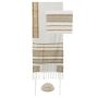 Yair Emanuel Gold Striped Tallit Set with Blessing - 1