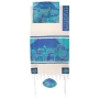 Yair Emanuel Cotton and Hand Painted Silk Tallit - Jerusalem Gate in Blue - 1