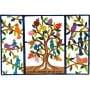 Tree of Life: Yair Emanuel Hand Painted Triptych House Blessing Wall Art - 1