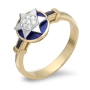 Elegant Star of David 14K Gold Ring With Diamond & Sapphire Accent - 2
