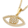 14K Yellow Gold and Cubic Zirconia Evil Eye Pendant Necklace - 2
