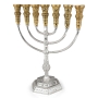 Extra Large Silver and Gold-Plated Jerusalem Temple 7-Branched Menorah - 2