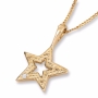 14K Gold Star Pendant with Diamond Stone - 2