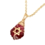 Blue Crystal Star of David Necklace with Gold Filled Wire Wrapping - 6