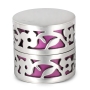 Bier Judaica Handcrafted Sterling Silver Travel Candleholders With Floral Cut-Out Design (Choice of Color) - 4