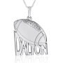 Sterling Silver English / Hebrew Football Name Necklace - 2