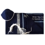 Galilee Silks Navy Blue Bar Mitzvah Tallit (Prayer Shawl) Set With Geometric Design - 2