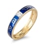 Diamond-Accented 14K Yellow Gold and Blue Enamel "This Too Shall Pass" Ring (Hebrew) – For Women and Men - 2