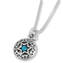 Shema Israel: Little Layered Double Disk Star of David Pendant with Turquoise - 2