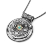 Shema Israel: Ornate Multi-Frame Silver Necklace with Gold Star of David - 2