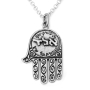 Evil Eye: Ornate Kabbalistic Hamsa Necklace with Many Inscriptions - 1
